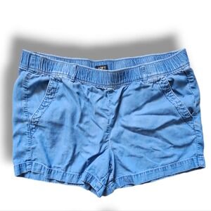Loft Chambray Elastic Waistband Denim Shorts Size Large